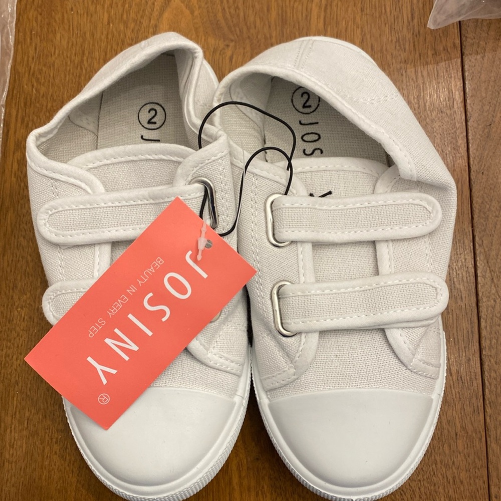 Josiny White Big Girl‎ Canvas Sneakers with two Straps